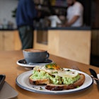 Chilling at Sweatshop in the Burg. They  have one of the most compelling avo-toasts in the area!