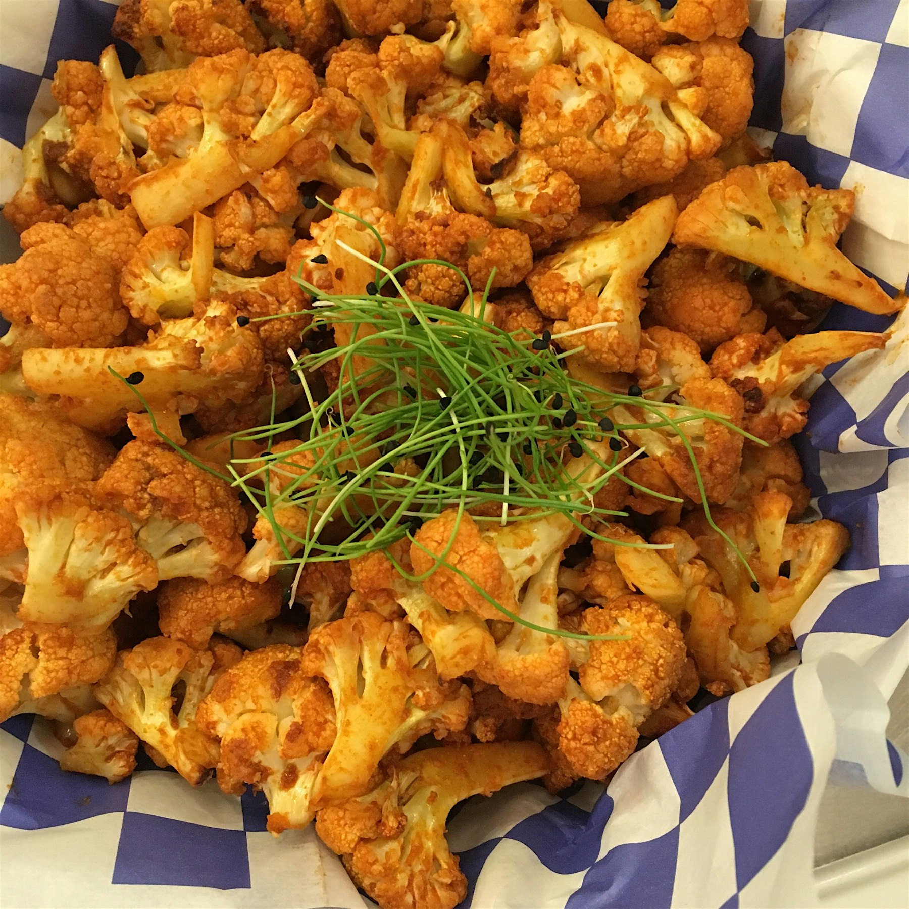 Chili cauliflower with pinenut blue cheese!