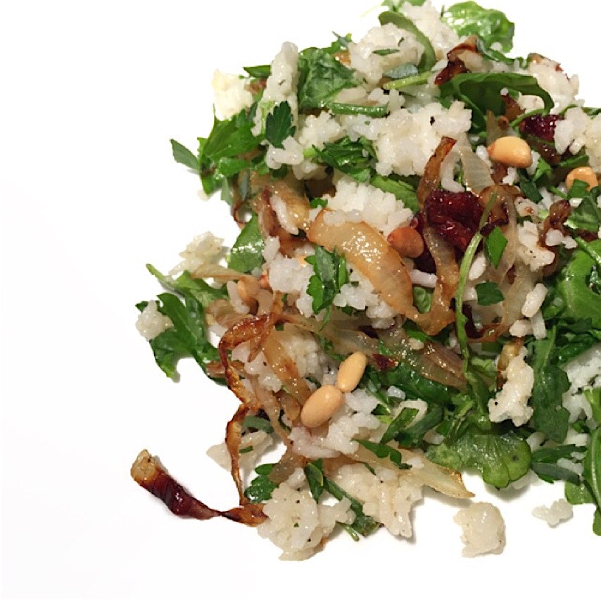 Jasmine Rice and Arugula Salad inspired by Yotam Ottolenghi who I love love love! Recipe on my blog.