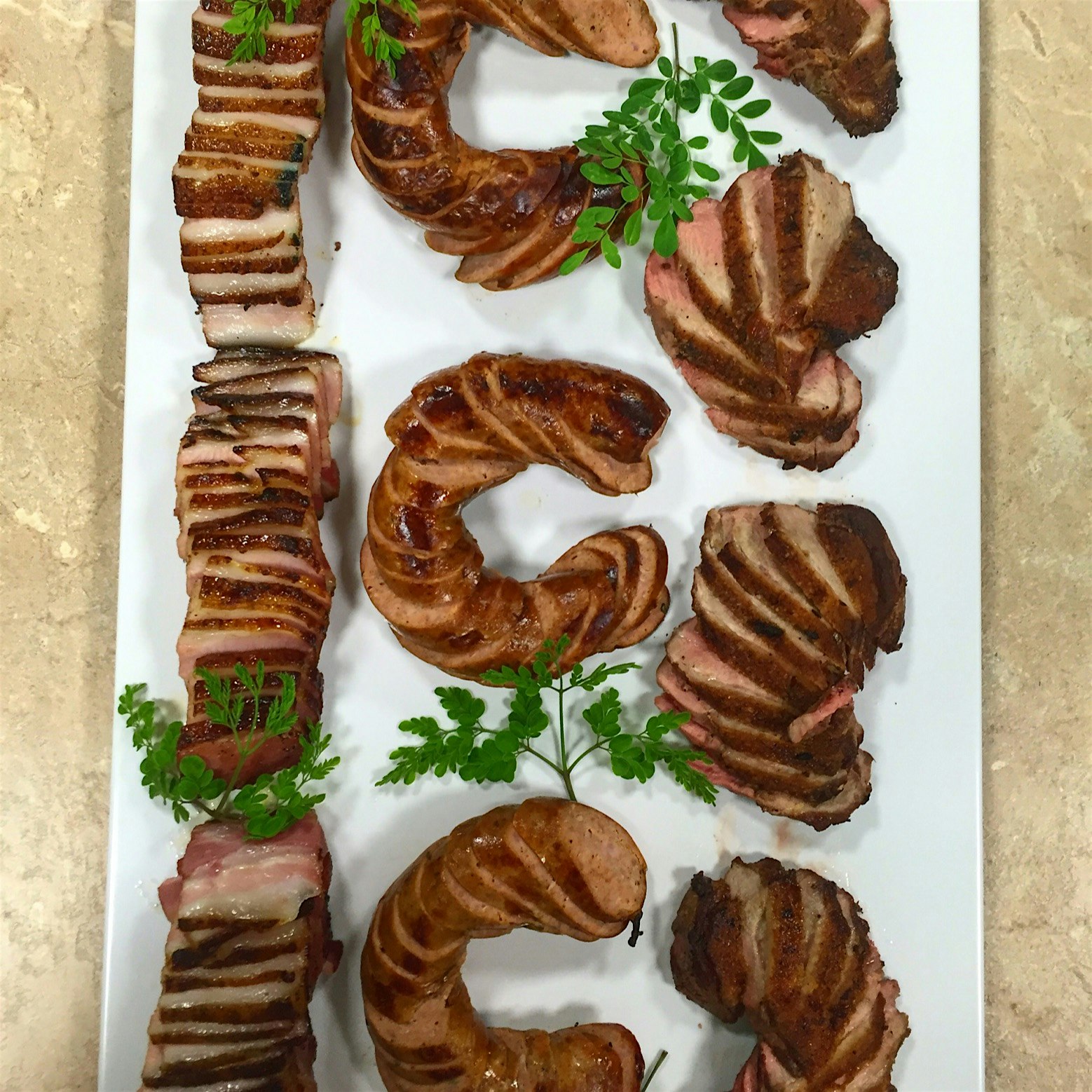 Pork belly, Duck Breast and Turkey Andouille all grown on campus and produced by my meat cutting ...