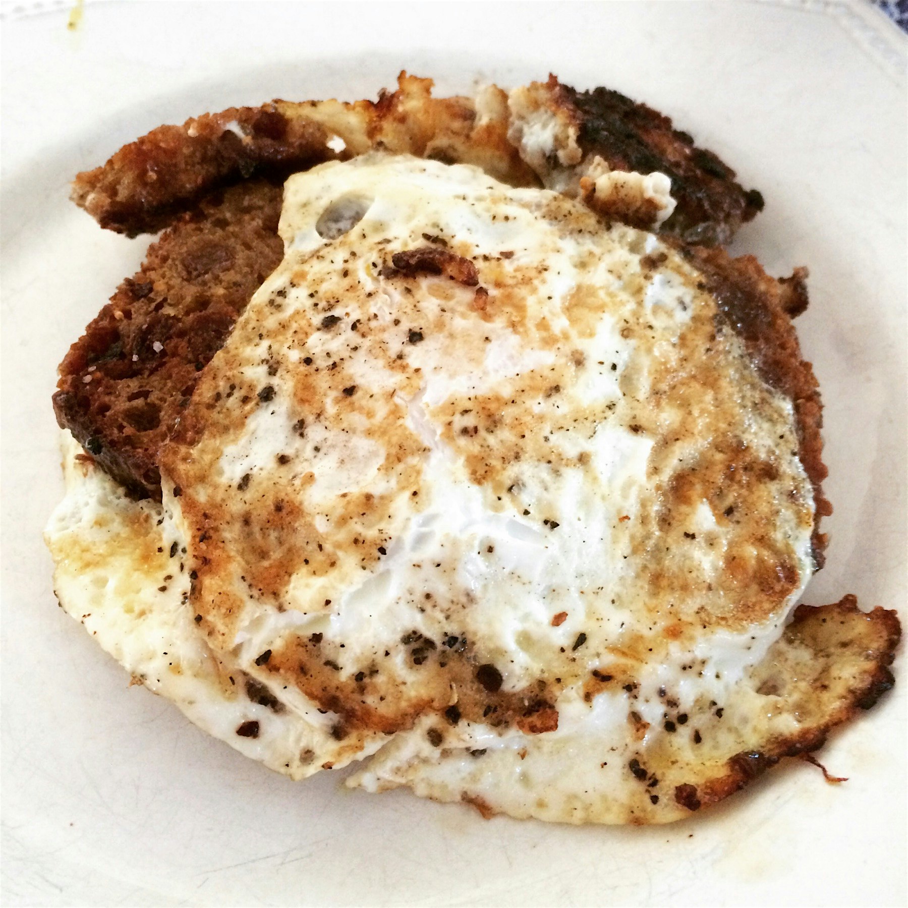 Earlier today. Husband's Tin Pan Alley eggs. #luckyyogi #2ndbreakfast