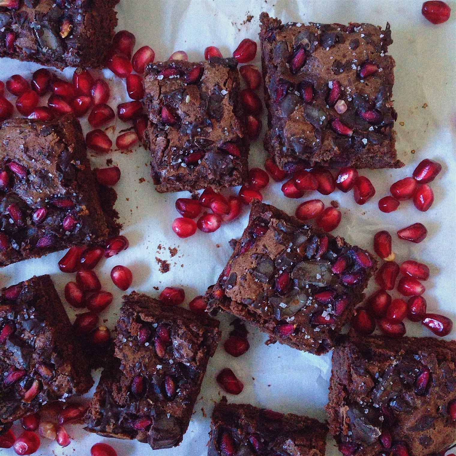 Dark chocolate coconut pomegranate brownies. With sea salt of course!