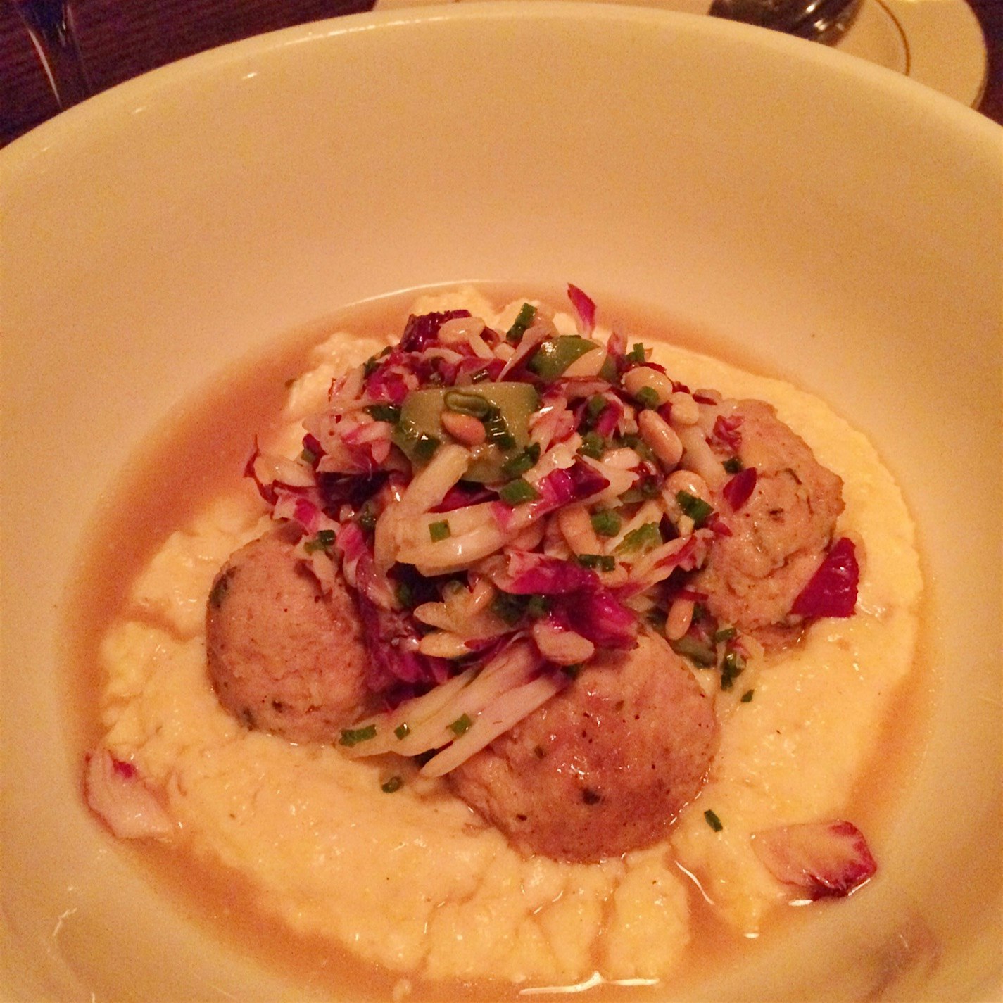Delicious farm-inspired meal at Philadelphia's Pub & Kitchen - Rabbit meatballs X Polenta