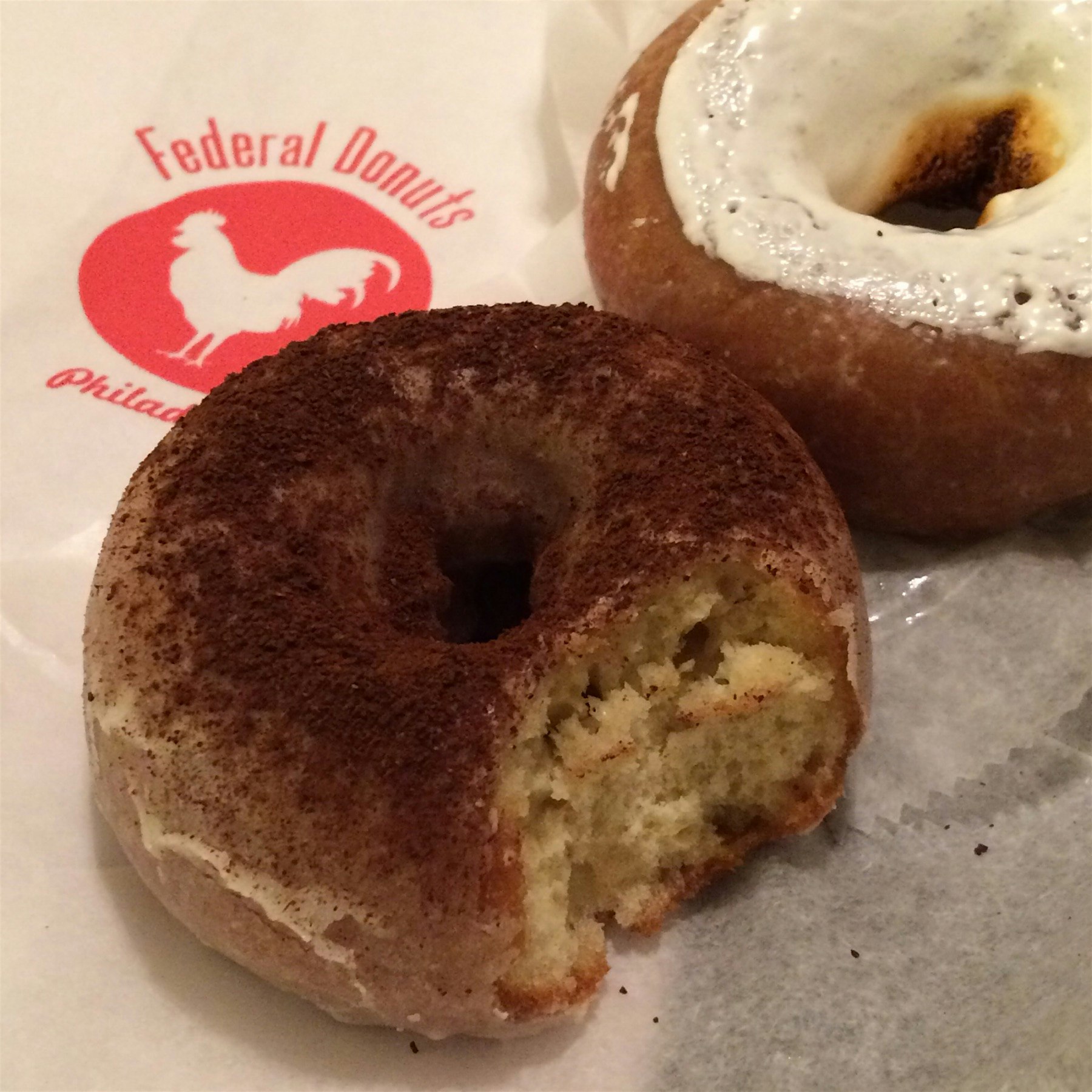 Different city means more places to sample doughnuts! This place also serves fried chicken sandwi...