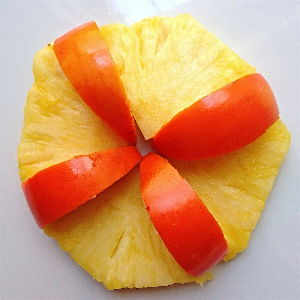 Persimmons are in season now. They're gorgeous and so tasty. Get the flat, doughnut-shaped ones. ...