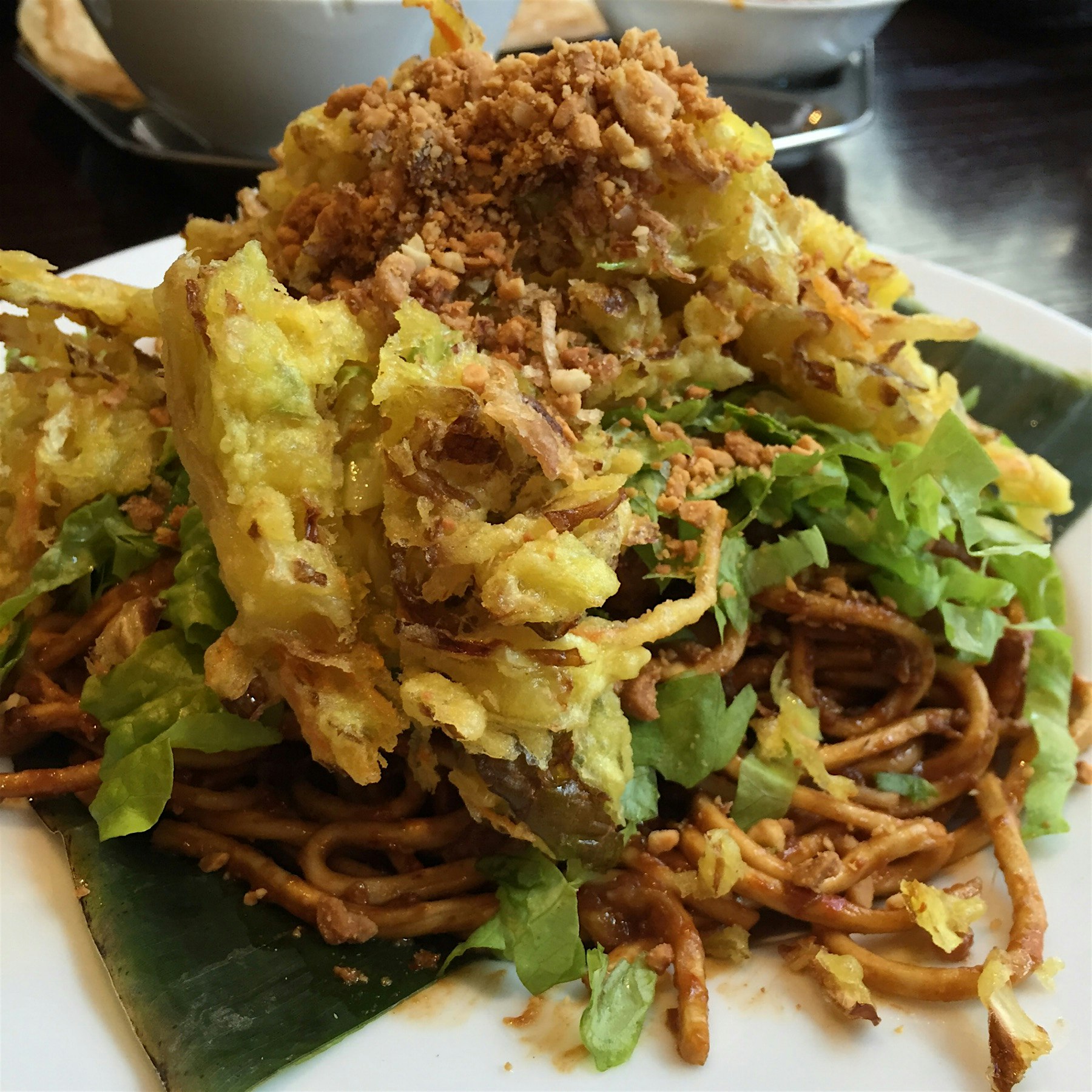 Mee goreng - love the added vegetable fritters!