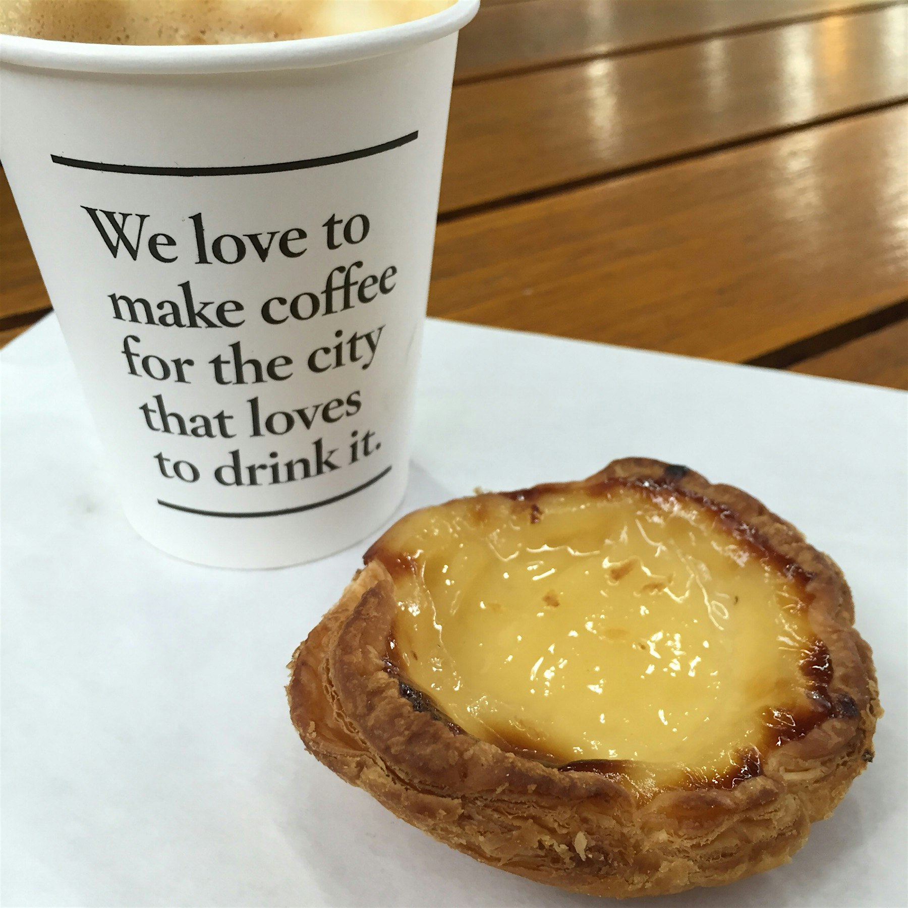 Portuguese tart & a flat white - the perfect pair. 