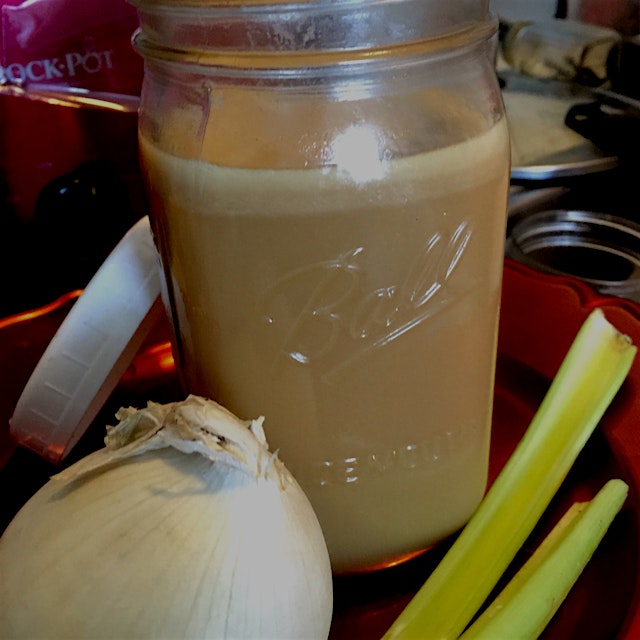 After Thanksgiving dinner. Beautiful nutrient- filled turkey bone broth. #NoFoodWaste 