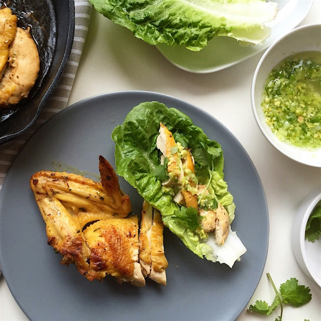 Grilled Lemongrass Chicken Lettuce Wraps. Recipe is on the blog, link below.