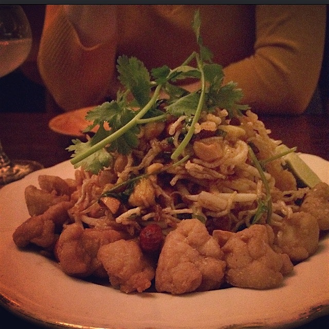 Uncle Boon's Mee Krob is serving with crispy nuggets of Sweetbread.