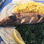 Branzino with spinach and rice -a nice wholesome Friday lunch