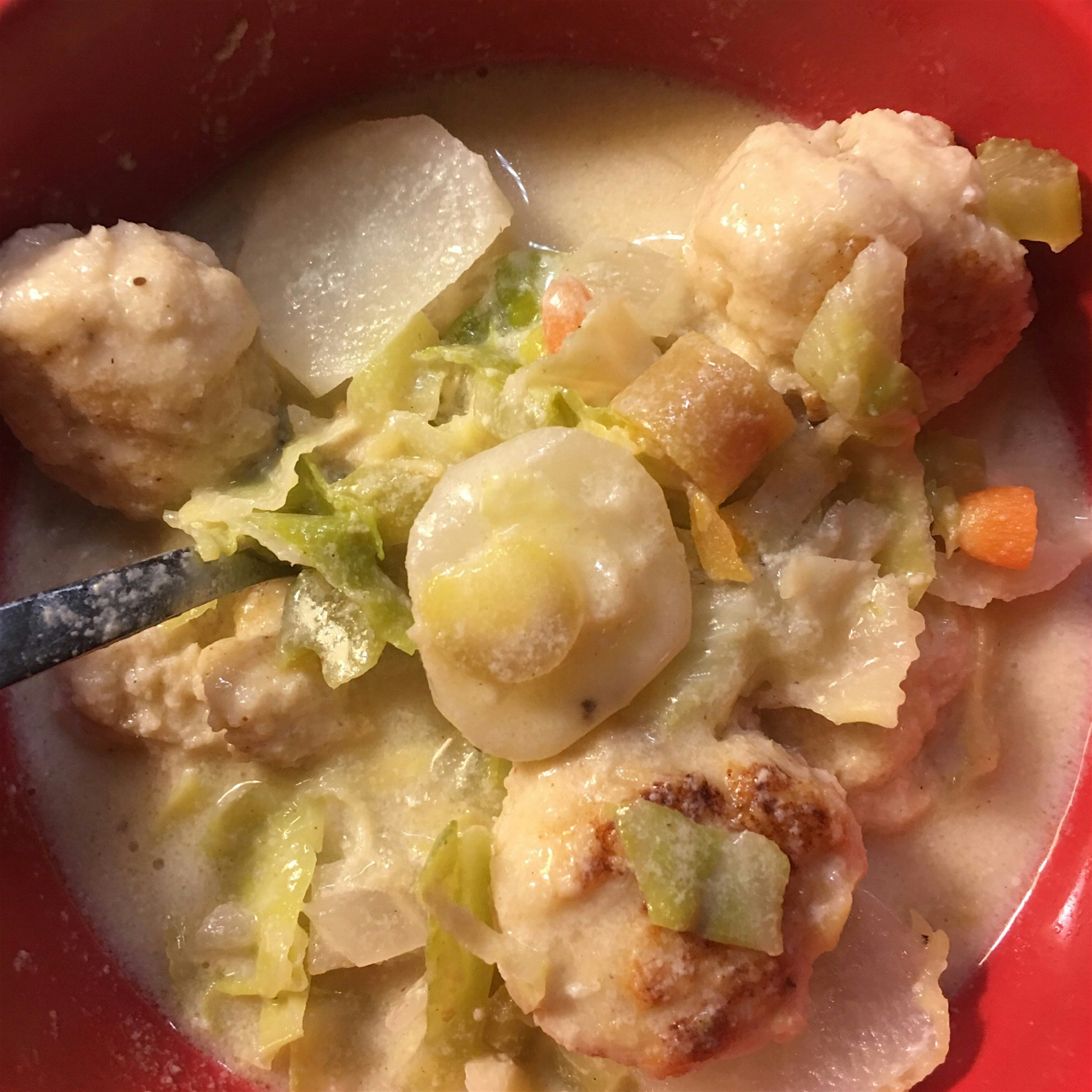 Homemade fishball waterzooi 