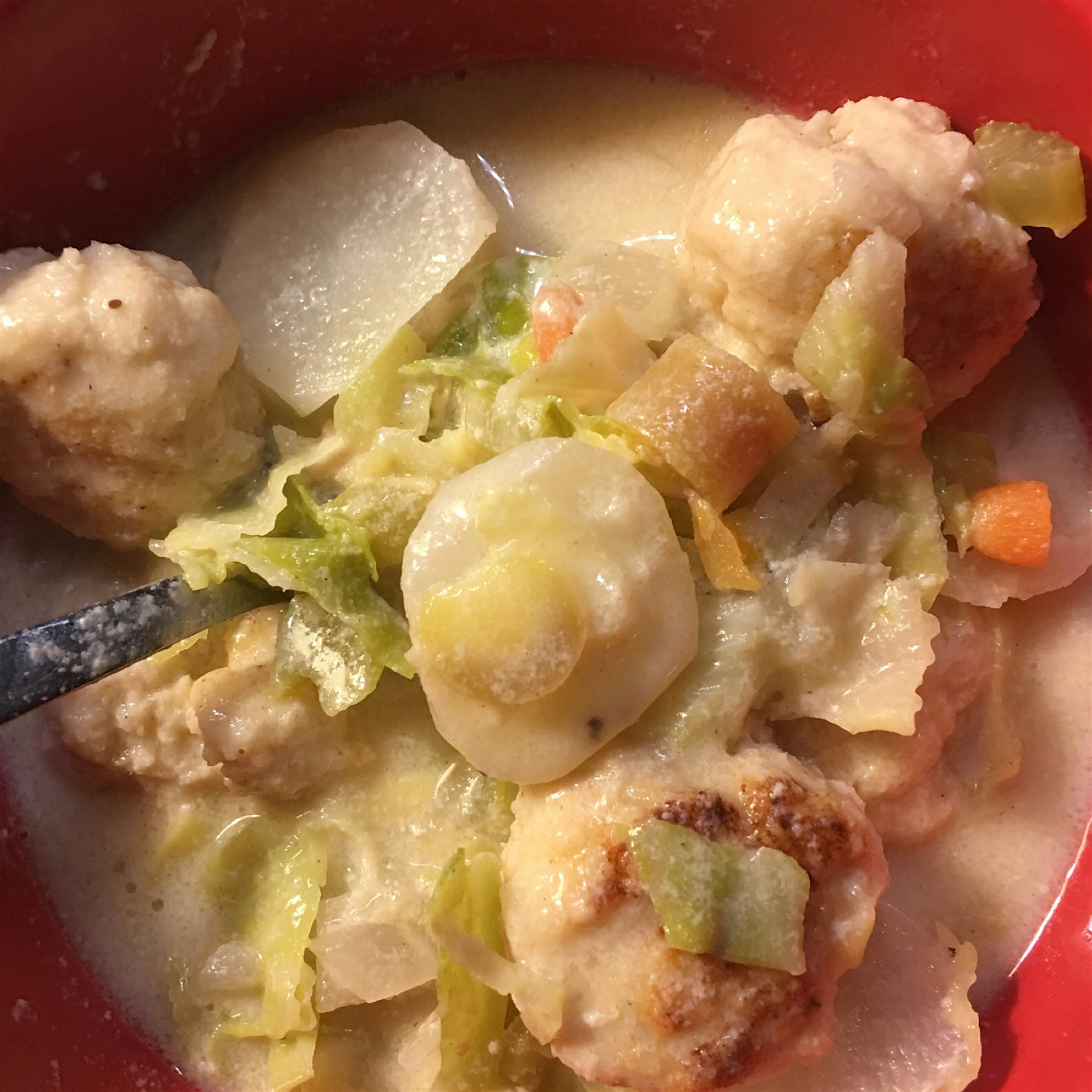 Belgian-inspired waterzooi with homemade lingcod dumplings 