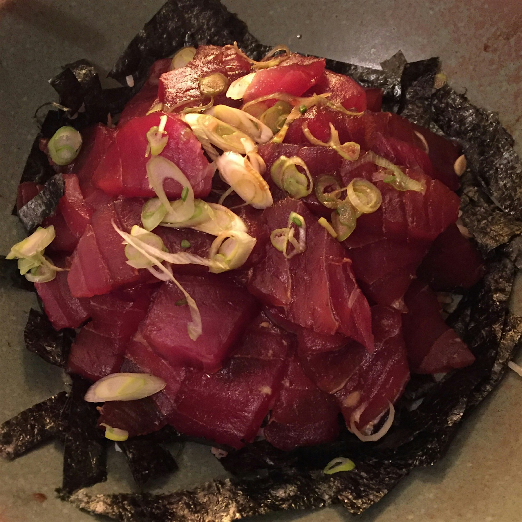 home-prepared tekka don tuna with my SF family.