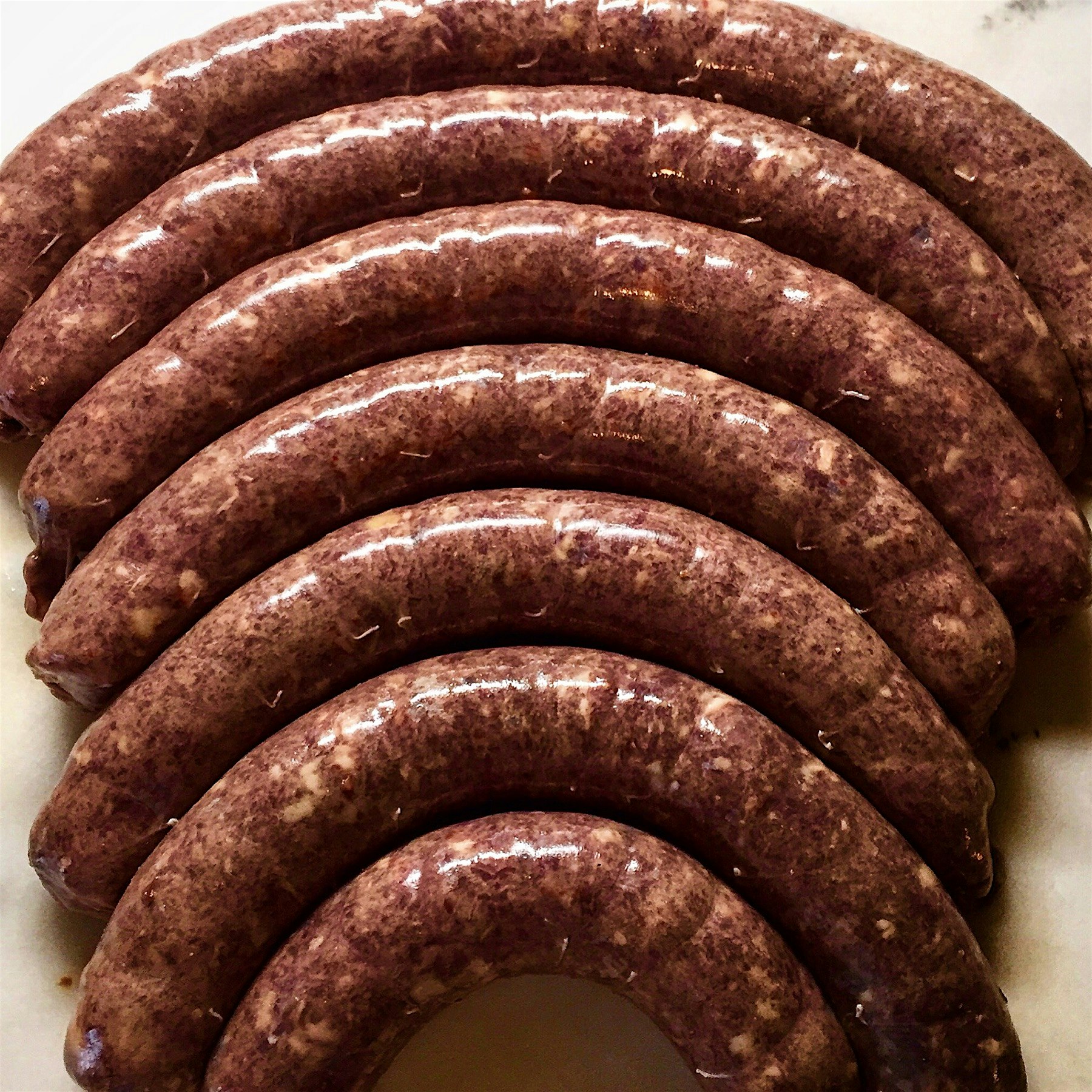Toulouse Sausage made from Canadian Goose. 