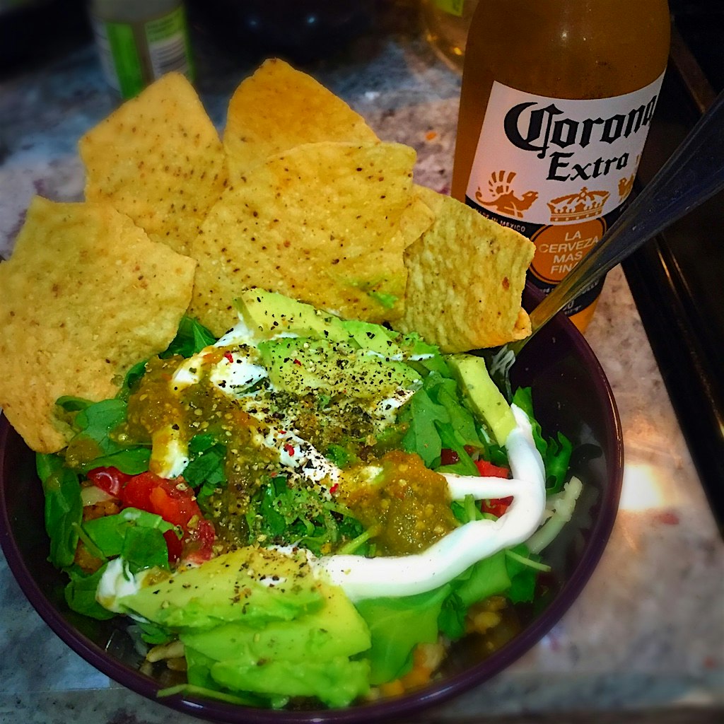 First meal of the day, at 7pm. Nothing hits the spot like a bowl of #leftover ingredients, topped...