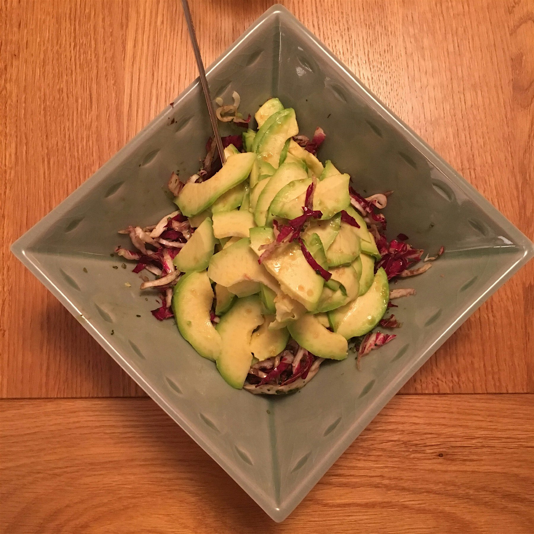 Radicchio slaw salad with juicy Ojai avocados (made by mom)