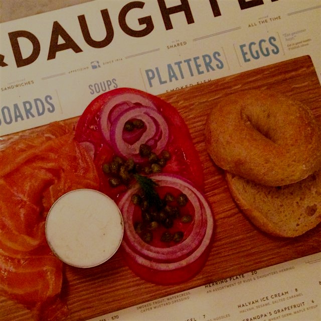 Because who doesn't love eating lox and (#glutenfree!) bagels for dinner?! Russ and Daughters caf...