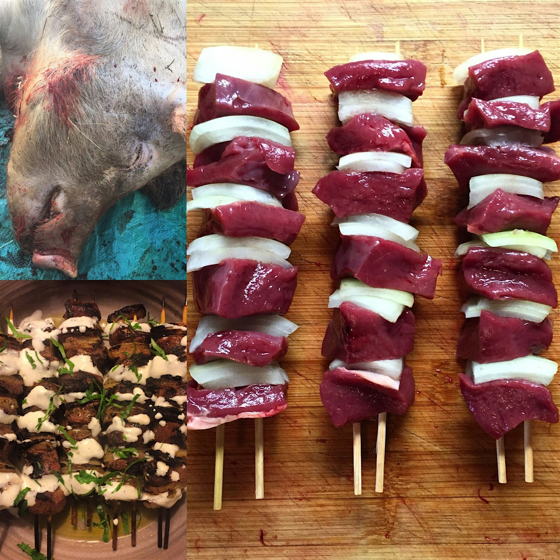 Pigs heart kabobs from my first harvest. 