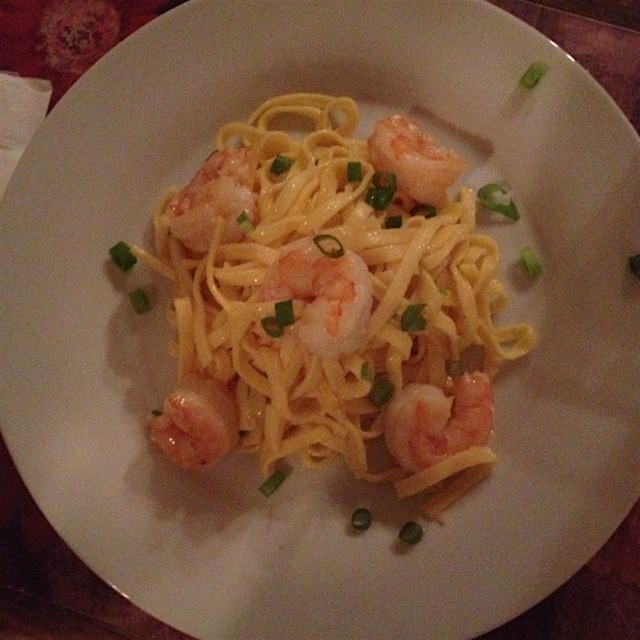 Fresh Georgia brown shrimp, fresh pasta, garlic buerre blanc With @Tara on the Eastern Shore