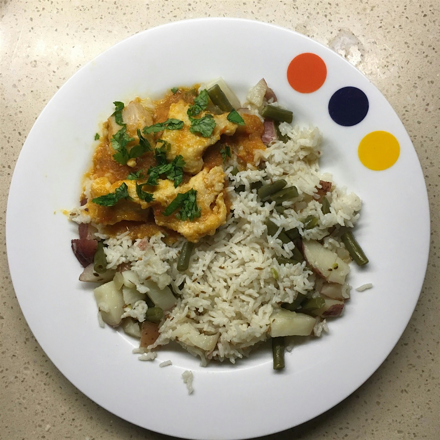 Fish curry with vegetable palao 