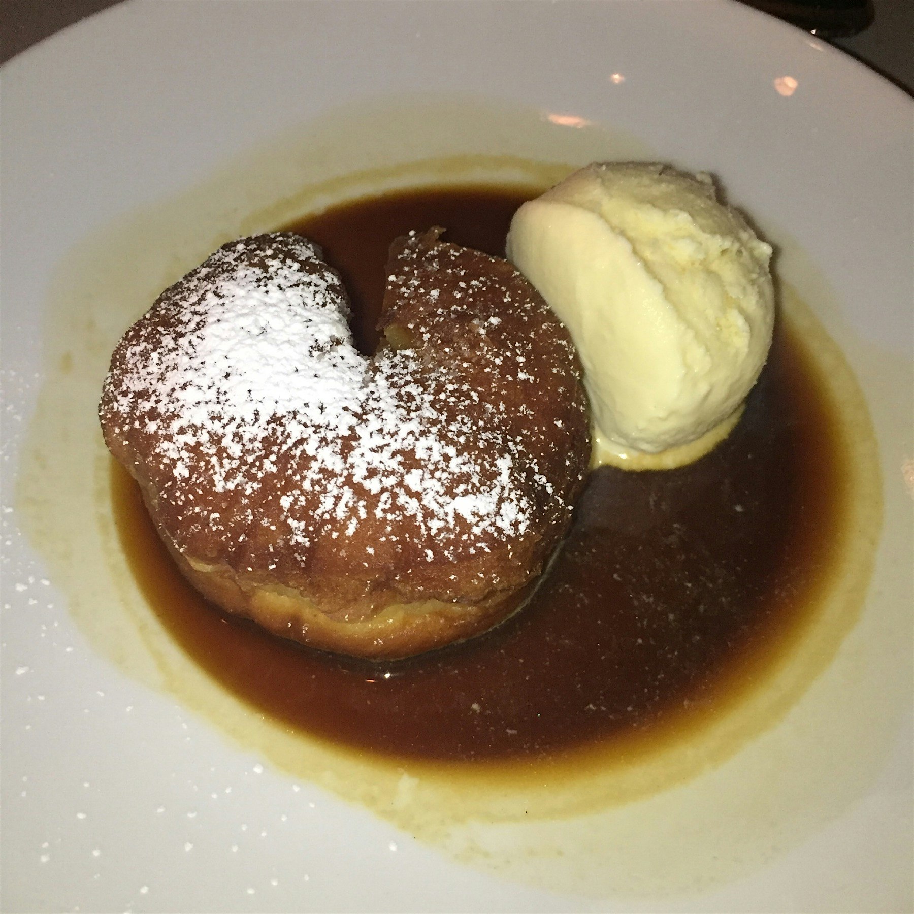 Amazing dinner. Everything was delicious. 

This is the desert special. @dough doughnut soaked in...