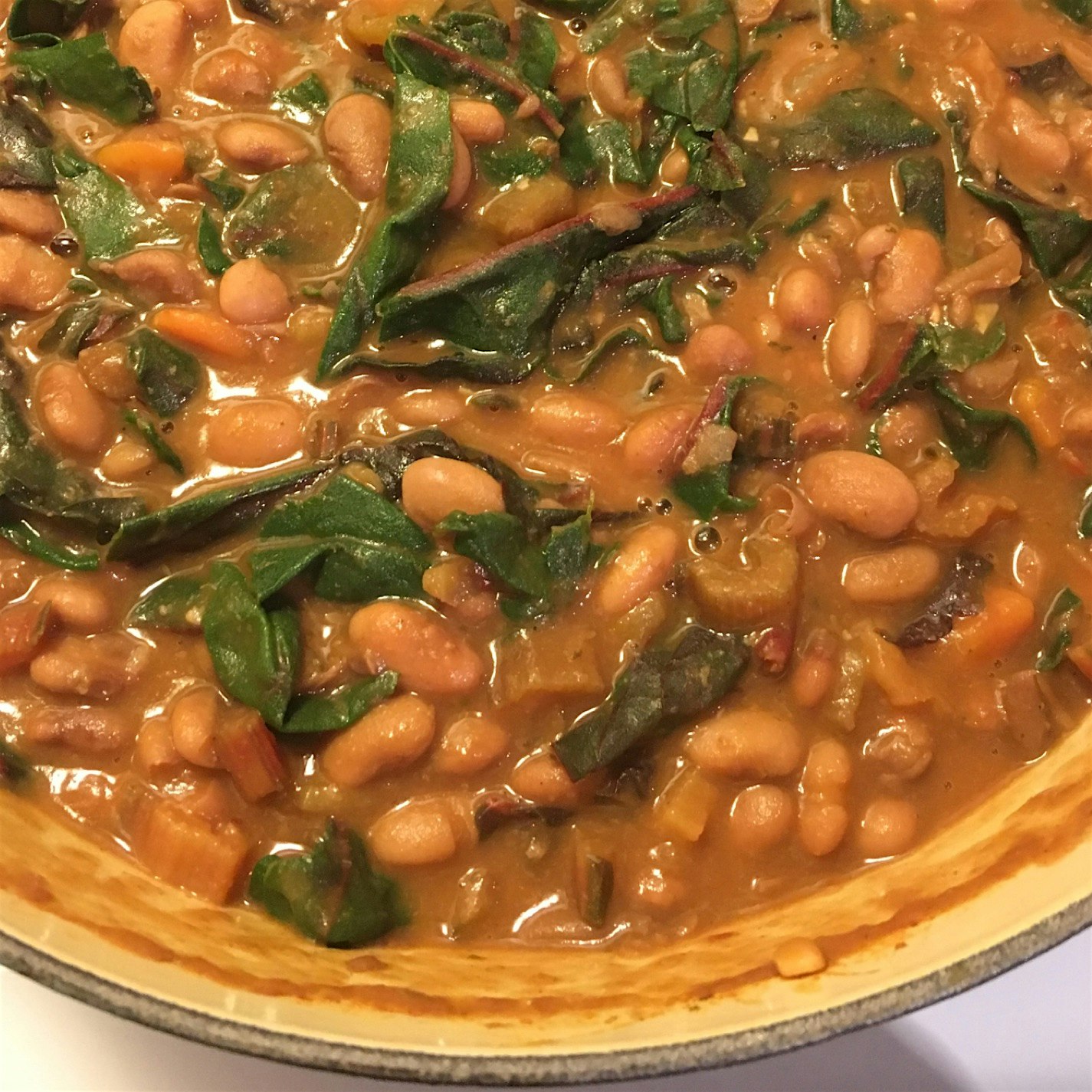 Pinto bean boil with chard (we ate it over polenta!)