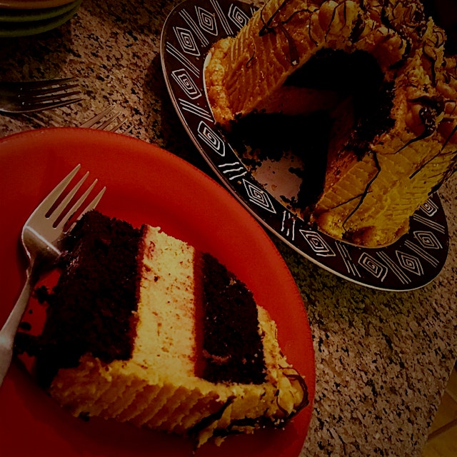 Chocolate Pumpkin Cheesecake Cake
