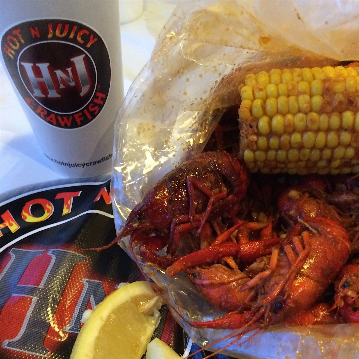 Seriously spicy hot and juicy Crawfish boil for dinner. Keep the sweet tea and beer coming!