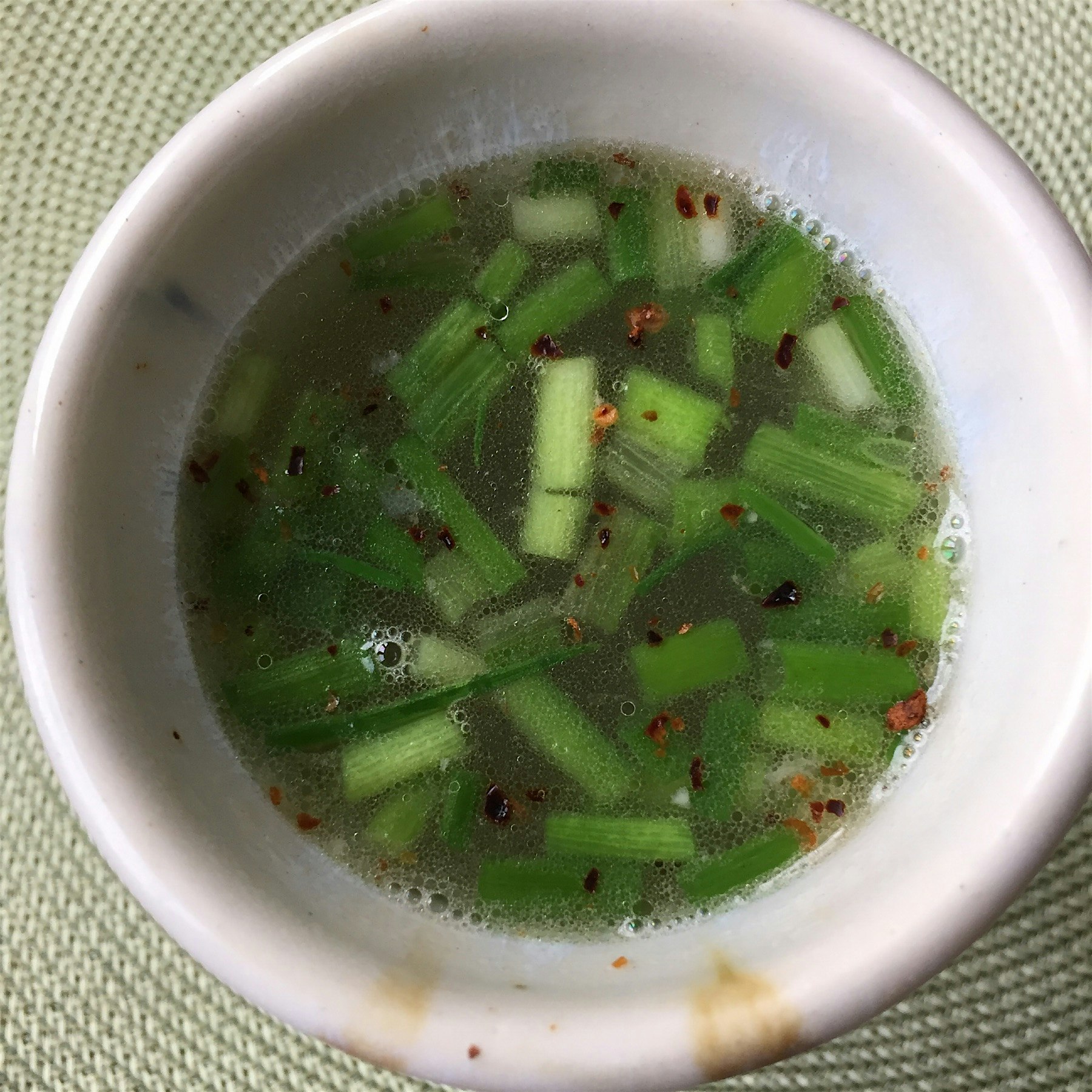 Spicy chicken broth - My go to soup for January.