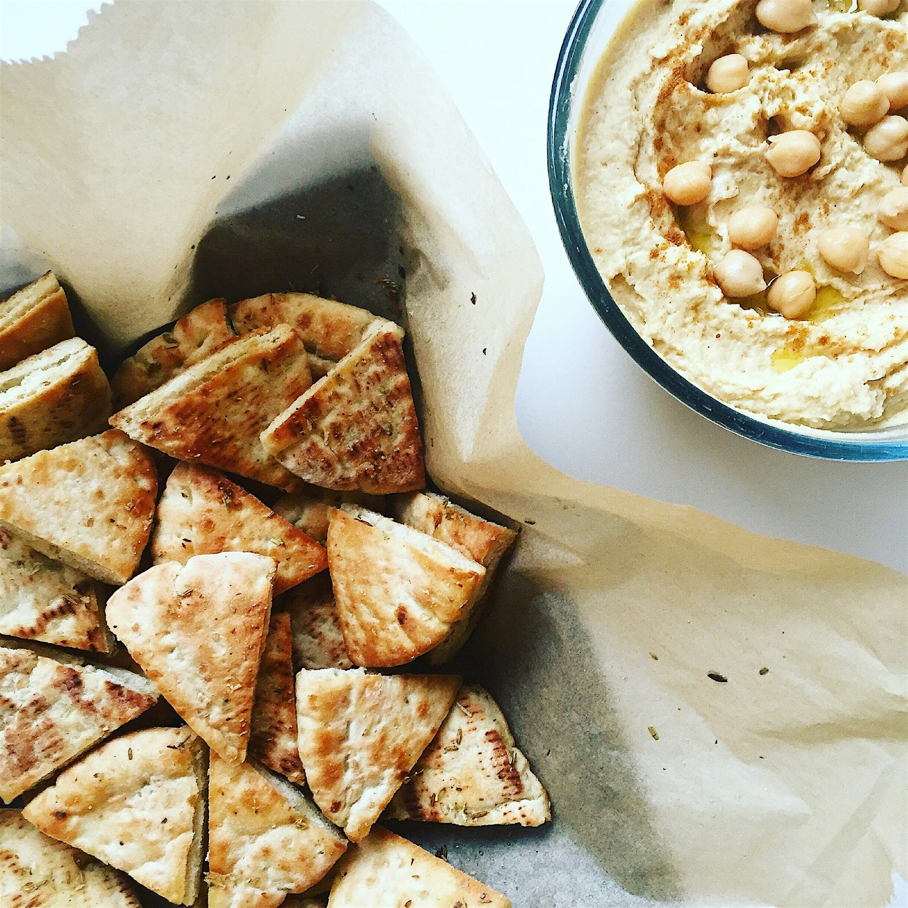 Made this herb pita chips and homemade hummus for a catering gig 