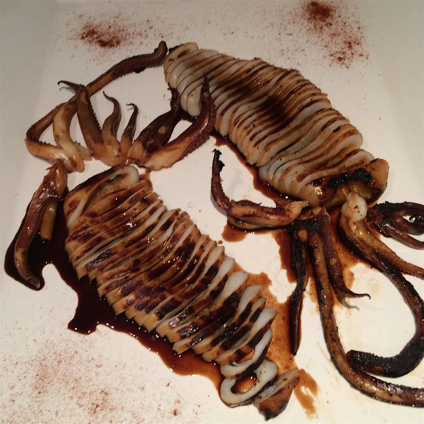 Just a quick marination, followed by grilling. Serve with reduction of marinade. Then a juicy squ...