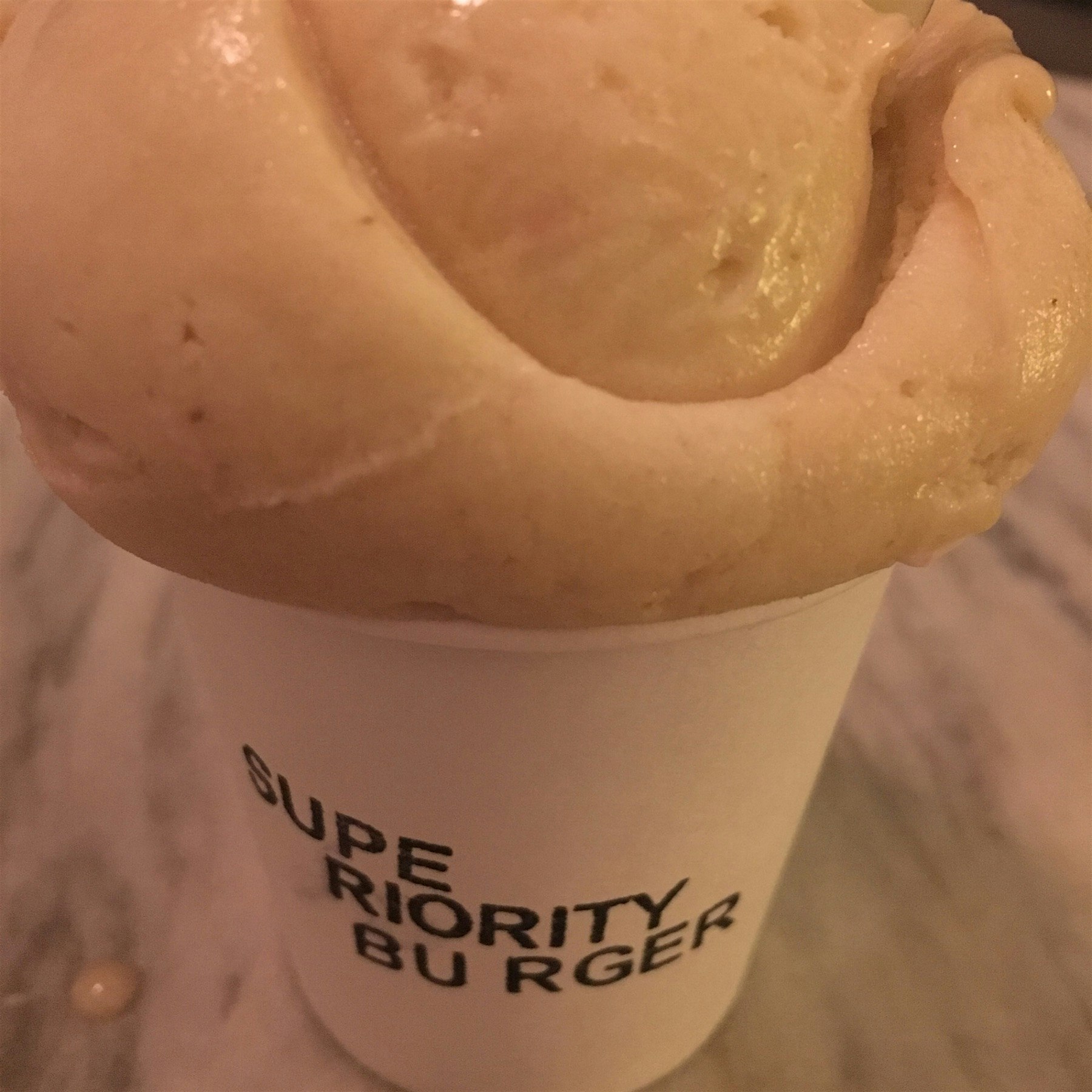 I 💛 u, $4 Superiority Burger dessert. (Tonight's = banana sorbet + sour cream gelato)