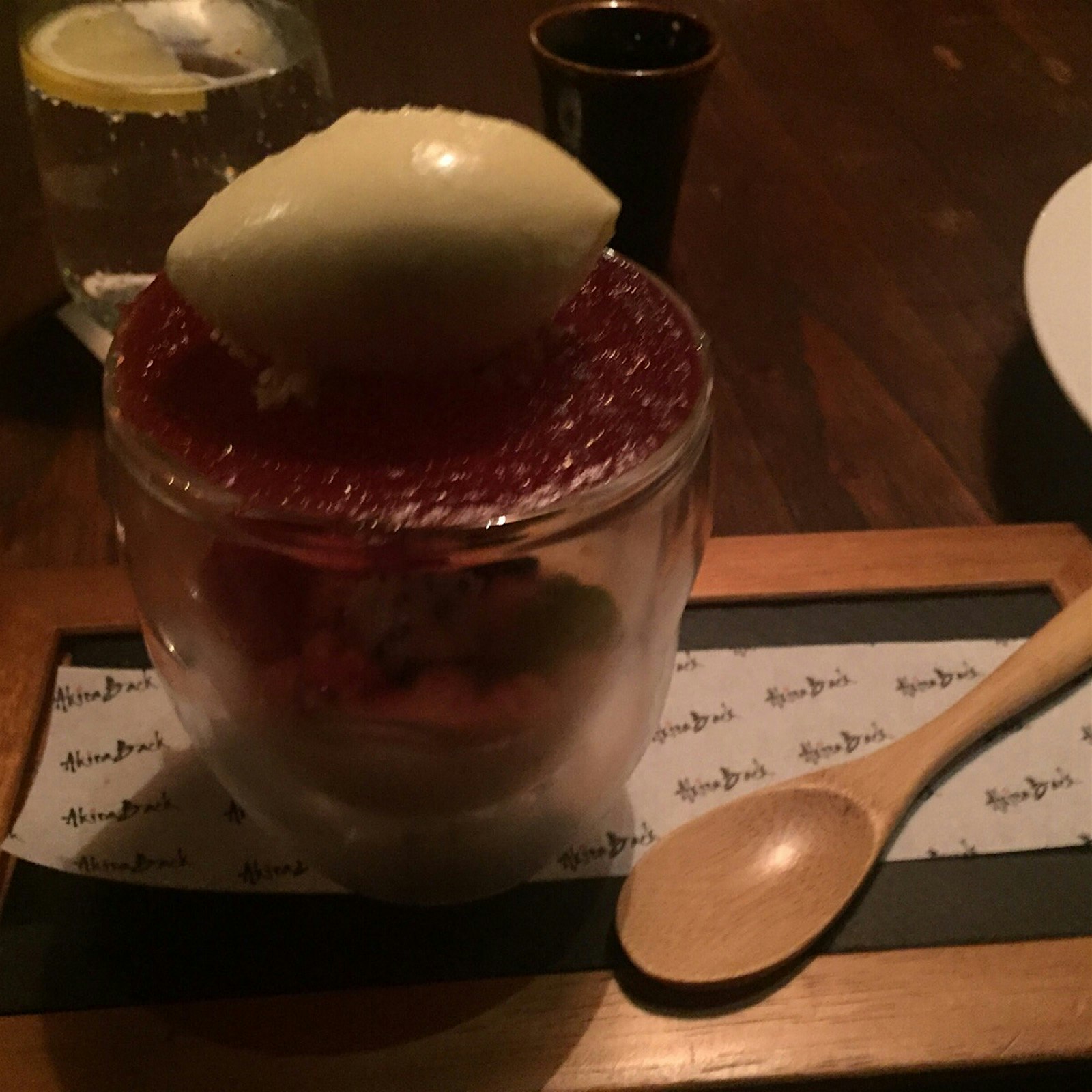 Honey yoghurt pannacotta + coconut ice cream!