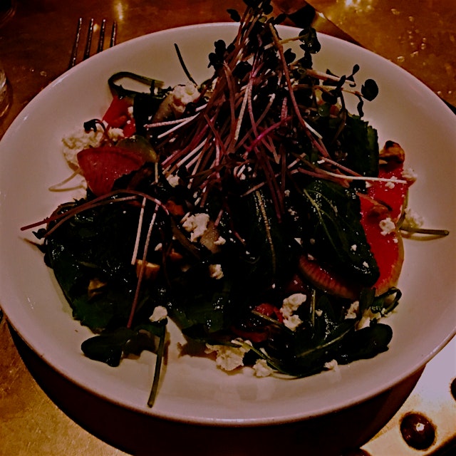 The radish salad was not only beautifully presented but delicious and the side of brussels were m...