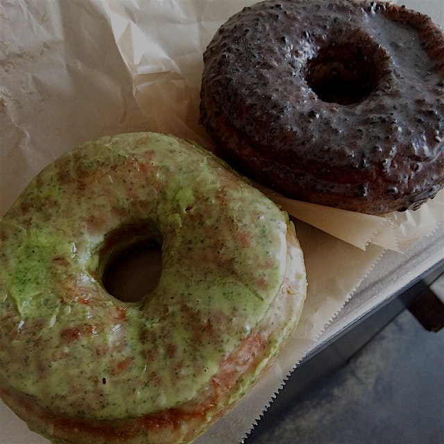 Tried some more doughnuts from the Doughnut Plant Taste of Japan menu - shiso and black sesame ye...