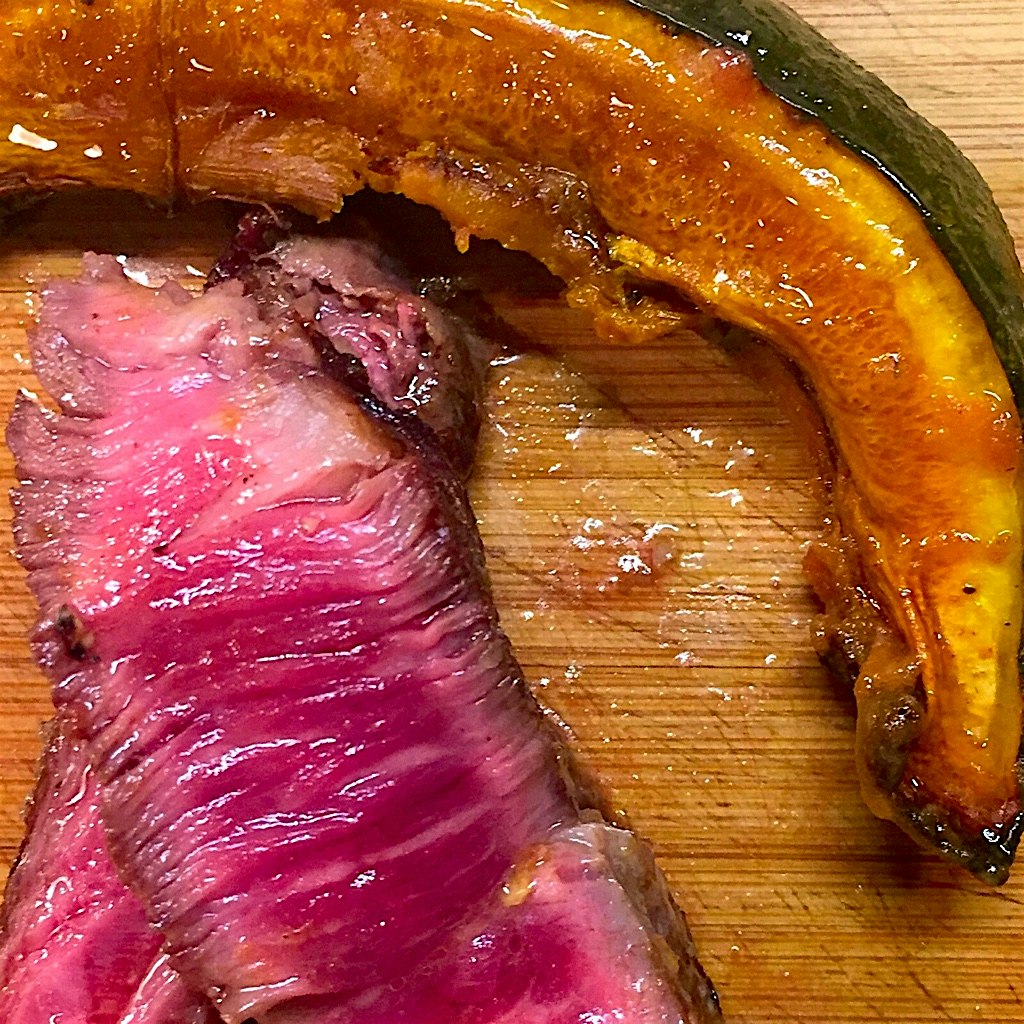 Kilcoyne beef rib steak with roasted local squash. 