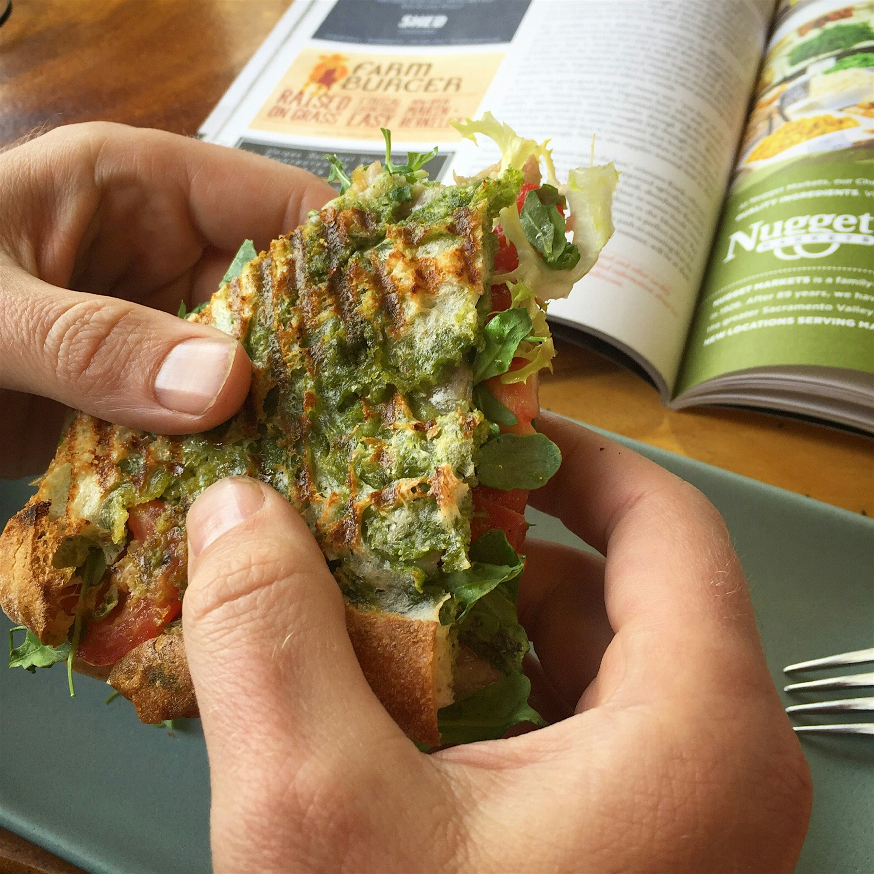 This AMAZING pesto panini made @manfood very happy. Add this place to your Marin County restauran...