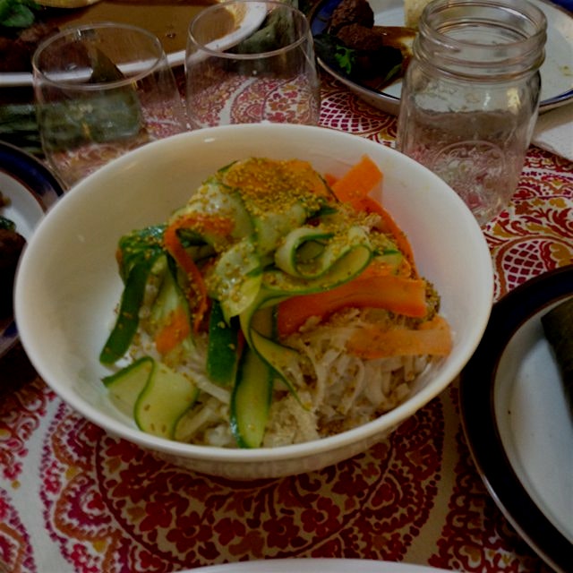 Peanut noodle with shaved carrot & cucumber salad!