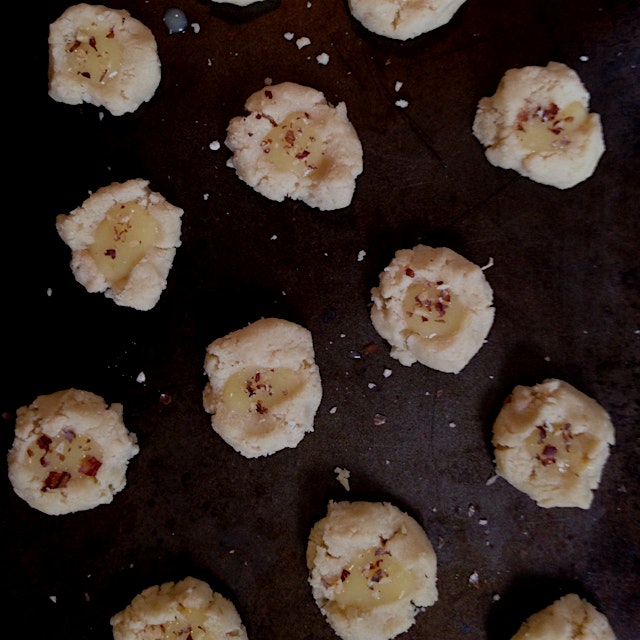 Almond flour cookies: just add confectioner's sugar, salt, vanilla extract, butter, a little lemo...