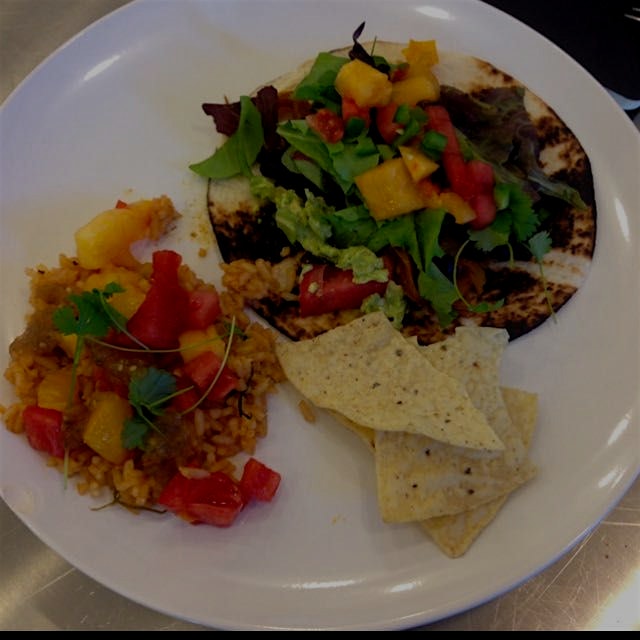 @MrsXtina shows us her culinary kindness (not to mention prowess) at @purpose today! #fajitas #ve...