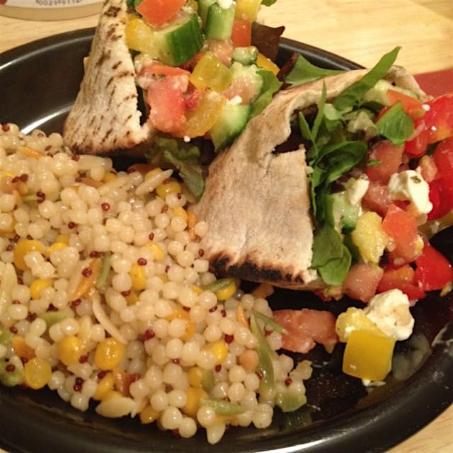 Tonight's menu: Mediteranean pockets of love, with a side of couscous alá yum!