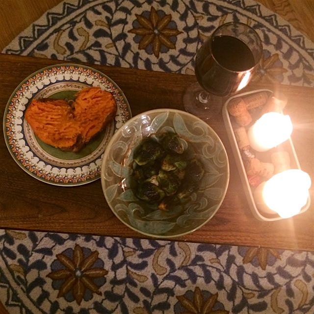 roasted veggies & pinot are all i can muster on a rainy wednesday night in.  