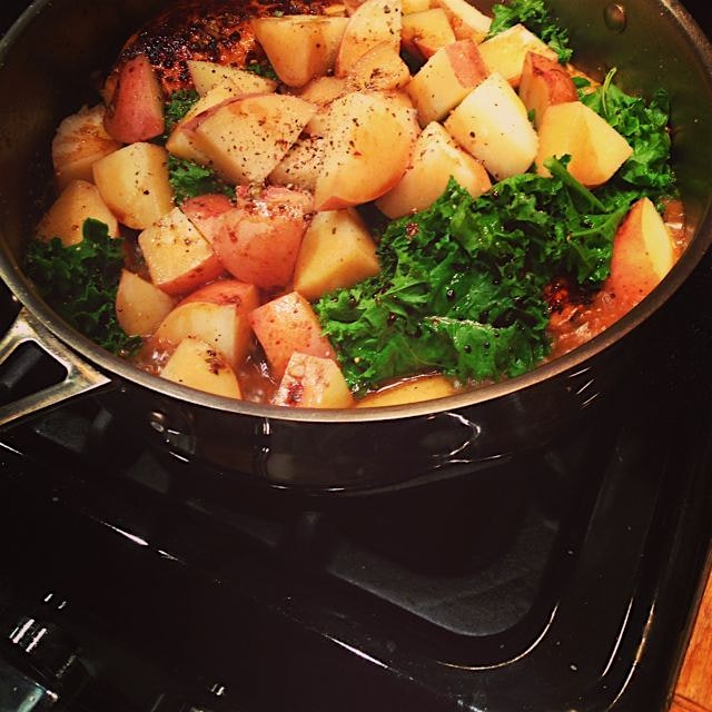 my man's chicken + potato roast. 