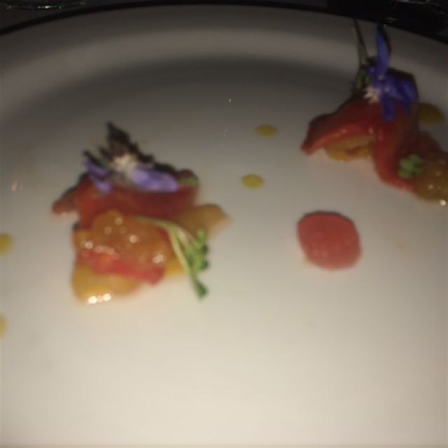 Warm melons, corn and peach by Chef Matt Jozwiak and Chef Harold Villarosa