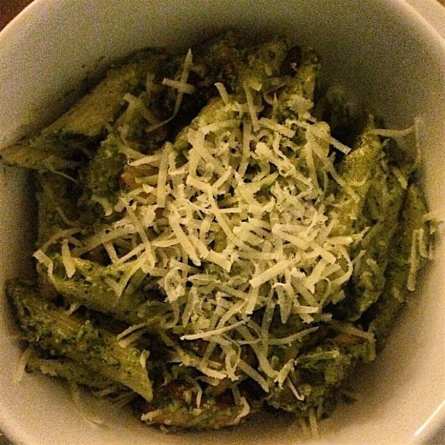 @MichaelHalle made some pecan + arugula pesto with his cuisinart we drove to the Carolinas to ret...