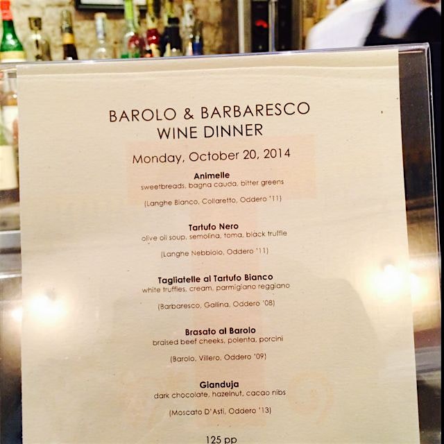 Barolo and Barbaresco dinner at taralluci e vino on 10/20. Chef Andrew Welsh is a champion of sea...