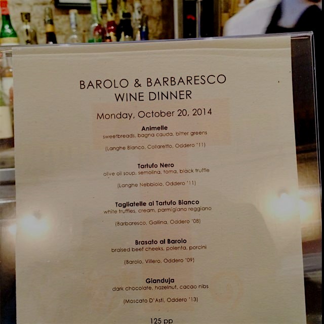 Barolo and Barbaresco dinner at taralluci e vino on 10/20. Chef Andrew Welsh is a champion of sea...