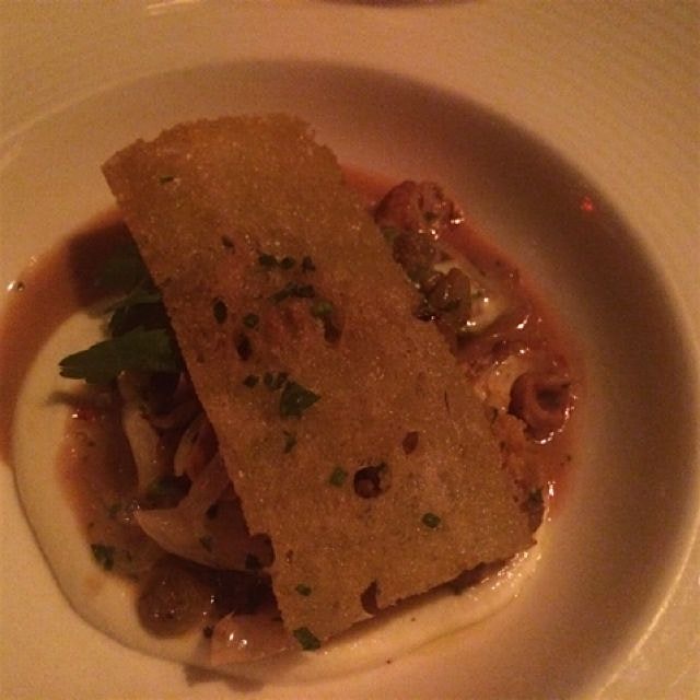 My favorite dish: charred cauliflower in a brown butter, capers, hazelnuts, etc sauce with a caul...