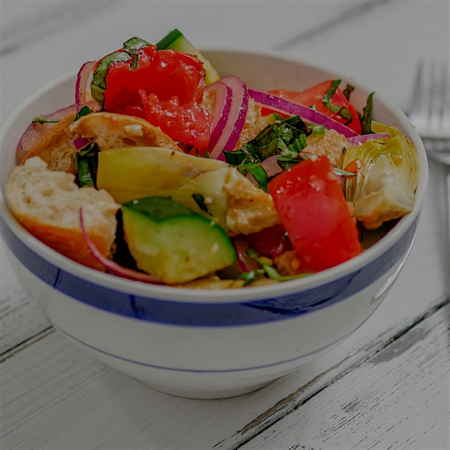 Ah, panzanella salad. How better to enjoy ripe tomatoes and cukes than alongside crusty bread and...